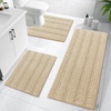 image:imageOLANLY Thick Bathroom Rugs Sets 3 Piece Absorbent Chenille Striped Bath Mats and UShaped Contour Toilet Rug Home Decor Accessories Bath Mat Set for Bathroom 30x2024x1624x20 GreyBeige