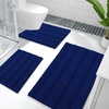 image:imageOLANLY Thick Bathroom Rugs Sets 3 Piece Absorbent Chenille Striped Bath Mats and UShaped Contour Toilet Rug Home Decor Accessories Bath Mat Set for Bathroom 30x2024x1624x20 GreyNavy