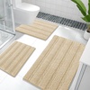 image:imageOLANLY Thick Bathroom Rugs Sets 3 Piece Absorbent Chenille Striped Bath Mats and UShaped Contour Toilet Rug Home Decor Accessories Bath Mat Set for Bathroom 30x2024x1624x20 GreyBeige