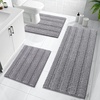 image:imageOLANLY Thick Bathroom Rugs Sets 3 Piece Absorbent Chenille Striped Bath Mats and UShaped Contour Toilet Rug Home Decor Accessories Bath Mat Set for Bathroom 30x2024x1624x20 GreyLight Grey