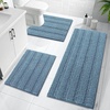 image:imageOLANLY Thick Bathroom Rugs Sets 3 Piece Absorbent Chenille Striped Bath Mats and UShaped Contour Toilet Rug Home Decor Accessories Bath Mat Set for Bathroom 30x2024x1624x20 GreyAiry Blue