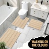 image:imageOLANLY Thick Bathroom Rugs Sets 3 Piece Absorbent Chenille Striped Bath Mats and UShaped Contour Toilet Rug Home Decor Accessories Bath Mat Set for Bathroom 30x2024x1624x20 GreyBeige