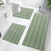 image:imageOLANLY Thick Bathroom Rugs Sets 3 Piece Absorbent Chenille Striped Bath Mats and UShaped Contour Toilet Rug Home Decor Accessories Bath Mat Set for Bathroom 30x2024x1624x20 GreySage Green