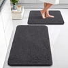 image:imageOLANLY Bathroom Rugs Sets 2 Piece Soft Absorbent Chenille Bath Mats and UShaped Contour Toilet Mat Area Rug Set Machine Washable Bath Carpet Home Decor Accessories 30x2024x20 GreyDark Grey