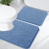 image:imageOLANLY Bathroom Rugs Sets 2 Piece Soft Absorbent Chenille Bath Mats and UShaped Contour Toilet Mat Area Rug Set Machine Washable Bath Carpet Home Decor Accessories 30x2024x20 GreyCornflower Blue