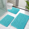 image:imageOLANLY Bathroom Rugs Sets 3 Piece Soft Absorbent Chenille Bath Mats and UShaped Contour Toilet Rug Quick Dry Home Decor Accessories Bath Mat Set for Bathroom 30x2024x1624x20 GreyAqua Sky
