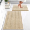 image:imageOLANLY Thick Bathroom Rugs Sets 2 Piece Soft Absorbent Chenille Striped Bath Mats and UShaped Contour Toilet Rug Machine Washable Bath Carpet Home Decor Accessories30x2024x20 GreyBeige