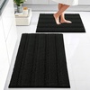 image:imageOLANLY Thick Bathroom Rugs Sets 2 Piece Soft Absorbent Chenille Striped Bath Mats and UShaped Contour Toilet Rug Machine Washable Bath Carpet Home Decor Accessories30x2024x20 GreyBlack