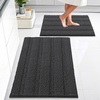 image:imageOLANLY Thick Bathroom Rugs Sets 2 Piece Soft Absorbent Chenille Striped Bath Mats and UShaped Contour Toilet Rug Machine Washable Bath Carpet Home Decor Accessories30x2024x20 GreyDark Grey
