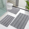 image:imageOLANLY Thick Bathroom Rugs Sets 3 Piece Absorbent Chenille Striped Bath Mats and UShaped Contour Toilet Rug Home Decor Accessories Bath Mat Set for Bathroom 30x2024x1624x20 GreyGrey
