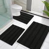 image:imageOLANLY Thick Bathroom Rugs Sets 3 Piece Absorbent Chenille Striped Bath Mats and UShaped Contour Toilet Rug Home Decor Accessories Bath Mat Set for Bathroom 30x2024x1624x20 GreyBlack