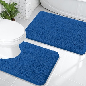 image:imageOLANLY Bathroom Rugs Sets 2 Piece Soft Absorbent Chenille Bath Mats and UShaped Contour Toilet Mat Area Rug Set Machine Washable Bath Carpet Home Decor Accessories 30x2024x20 GreyDeep Navy Blue