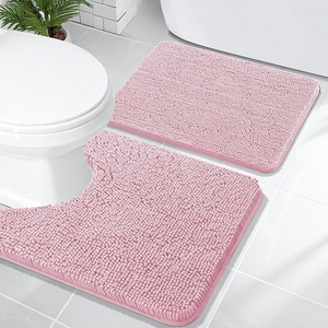image:imageOLANLY Bathroom Rugs Sets 2 Piece Soft Absorbent Chenille Bath Mats and UShaped Contour Toilet Mat Area Rug Set Machine Washable Bath Carpet Home Decor Accessories 30x2024x20 GreyDusty Rose