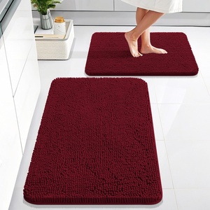 image:imageOLANLY Bathroom Rugs Sets 2 Piece Soft Absorbent Chenille Bath Mats and UShaped Contour Toilet Mat Area Rug Set Machine Washable Bath Carpet Home Decor Accessories 30x2024x20 GreyBurgundy