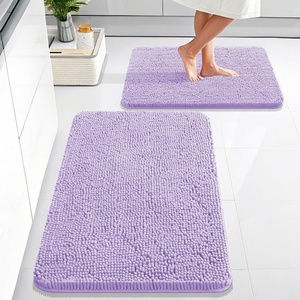 image:imageOLANLY Bathroom Rugs Sets 2 Piece Soft Absorbent Chenille Bath Mats and UShaped Contour Toilet Mat Area Rug Set Machine Washable Bath Carpet Home Decor Accessories 30x2024x20 GreyLavender