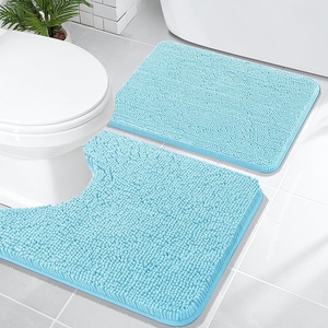 image:imageOLANLY Bathroom Rugs Sets 2 Piece Soft Absorbent Chenille Bath Mats and UShaped Contour Toilet Mat Area Rug Set Machine Washable Bath Carpet Home Decor Accessories 30x2024x20 GreySky Blue