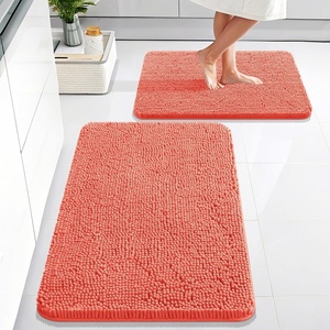 image:imageOLANLY Bathroom Rugs Sets 2 Piece Soft Absorbent Chenille Bath Mats and UShaped Contour Toilet Mat Area Rug Set Machine Washable Bath Carpet Home Decor Accessories 30x2024x20 GreyCoral