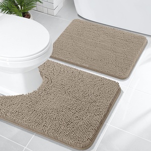 image:imageOLANLY Bathroom Rugs Sets 2 Piece Soft Absorbent Chenille Bath Mats and UShaped Contour Toilet Mat Area Rug Set Machine Washable Bath Carpet Home Decor Accessories 30x2024x20 GreyWarm Taupe