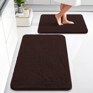 image:imageOLANLY Bathroom Rugs Sets 2 Piece Soft Absorbent Chenille Bath Mats and UShaped Contour Toilet Mat Area Rug Set Machine Washable Bath Carpet Home Decor Accessories 30x2024x20 GreyBrown