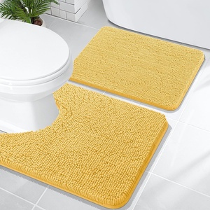 image:imageOLANLY Bathroom Rugs Sets 2 Piece Soft Absorbent Chenille Bath Mats and UShaped Contour Toilet Mat Area Rug Set Machine Washable Bath Carpet Home Decor Accessories 30x2024x20 GreyYellow