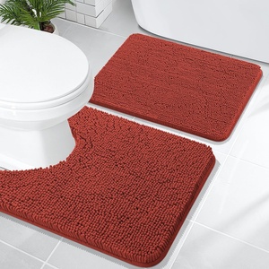 image:imageOLANLY Bathroom Rugs Sets 2 Piece Soft Absorbent Chenille Bath Mats and UShaped Contour Toilet Mat Area Rug Set Machine Washable Bath Carpet Home Decor Accessories 30x2024x20 GreyRustic Terracotta