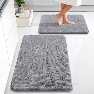 image:imageOLANLY Bathroom Rugs Sets 2 Piece Soft Absorbent Chenille Bath Mats and UShaped Contour Toilet Mat Area Rug Set Machine Washable Bath Carpet Home Decor Accessories 30x2024x20 GreyGrey