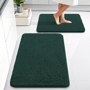 image:imageOLANLY Bathroom Rugs Sets 2 Piece Soft Absorbent Chenille Bath Mats and UShaped Contour Toilet Mat Area Rug Set Machine Washable Bath Carpet Home Decor Accessories 30x2024x20 GreyBlackish Green