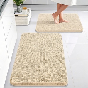 image:imageOLANLY Bathroom Rugs Sets 2 Piece Soft Absorbent Chenille Bath Mats and UShaped Contour Toilet Mat Area Rug Set Machine Washable Bath Carpet Home Decor Accessories 30x2024x20 GreyBeige