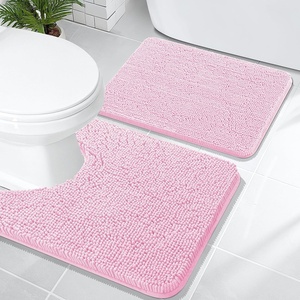 image:imageOLANLY Bathroom Rugs Sets 2 Piece Soft Absorbent Chenille Bath Mats and UShaped Contour Toilet Mat Area Rug Set Machine Washable Bath Carpet Home Decor Accessories 30x2024x20 GreyPink