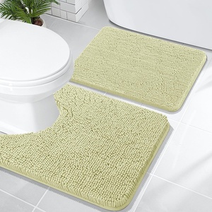 image:imageOLANLY Bathroom Rugs Sets 2 Piece Soft Absorbent Chenille Bath Mats and UShaped Contour Toilet Mat Area Rug Set Machine Washable Bath Carpet Home Decor Accessories 30x2024x20 GreyVanilla