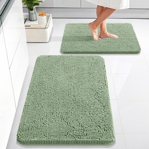 image:imageOLANLY Bathroom Rugs Sets 2 Piece Soft Absorbent Chenille Bath Mats and UShaped Contour Toilet Mat Area Rug Set Machine Washable Bath Carpet Home Decor Accessories 30x2024x20 GreySage Green