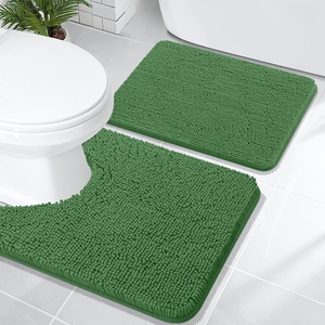 image:imageOLANLY Bathroom Rugs Sets 2 Piece Soft Absorbent Chenille Bath Mats and UShaped Contour Toilet Mat Area Rug Set Machine Washable Bath Carpet Home Decor Accessories 30x2024x20 GreyOlive Green