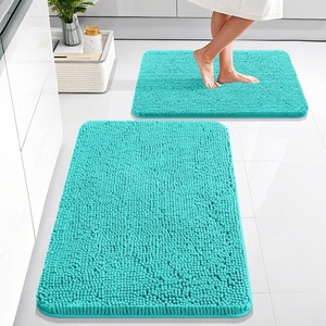 image:imageOLANLY Bathroom Rugs Sets 2 Piece Soft Absorbent Chenille Bath Mats and UShaped Contour Toilet Mat Area Rug Set Machine Washable Bath Carpet Home Decor Accessories 30x2024x20 GreyTeal