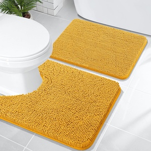 image:imageOLANLY Bathroom Rugs Sets 2 Piece Soft Absorbent Chenille Bath Mats and UShaped Contour Toilet Mat Area Rug Set Machine Washable Bath Carpet Home Decor Accessories 30x2024x20 GreyGolden Yellow