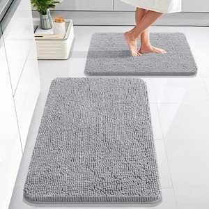 image:imageOLANLY Bathroom Rugs Sets 2 Piece Soft Absorbent Chenille Bath Mats and UShaped Contour Toilet Mat Area Rug Set Machine Washable Bath Carpet Home Decor Accessories 30x2024x20 GreyLight Grey