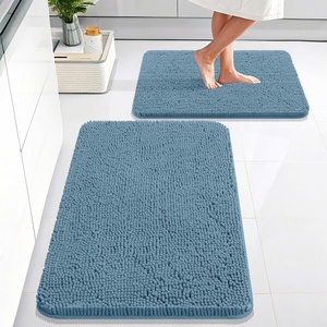 image:imageOLANLY Bathroom Rugs Sets 2 Piece Soft Absorbent Chenille Bath Mats and UShaped Contour Toilet Mat Area Rug Set Machine Washable Bath Carpet Home Decor Accessories 30x2024x20 GreyAiry Blue