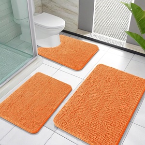 image:imageOLANLY Bathroom Rugs Sets 3 Piece Soft Absorbent Chenille Bath Mats and UShaped Contour Toilet Rug Quick Dry Home Decor Accessories Bath Mat Set for Bathroom 30x2024x1624x20 GreyOrange