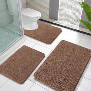 image:imageOLANLY Bathroom Rugs Sets 3 Piece Soft Absorbent Chenille Bath Mats and UShaped Contour Toilet Rug Quick Dry Home Decor Accessories Bath Mat Set for Bathroom 30x2024x1624x20 GreyMocha
