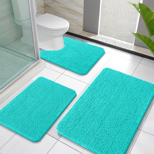 image:imageOLANLY Bathroom Rugs Sets 3 Piece Soft Absorbent Chenille Bath Mats and UShaped Contour Toilet Rug Quick Dry Home Decor Accessories Bath Mat Set for Bathroom 30x2024x1624x20 GreyTeal