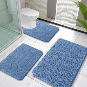 image:imageOLANLY Bathroom Rugs Sets 3 Piece Soft Absorbent Chenille Bath Mats and UShaped Contour Toilet Rug Quick Dry Home Decor Accessories Bath Mat Set for Bathroom 30x2024x1624x20 GreyCornflower Blue