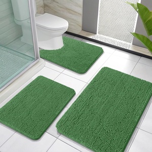 image:imageOLANLY Bathroom Rugs Sets 3 Piece Soft Absorbent Chenille Bath Mats and UShaped Contour Toilet Rug Quick Dry Home Decor Accessories Bath Mat Set for Bathroom 30x2024x1624x20 GreyOlive Green
