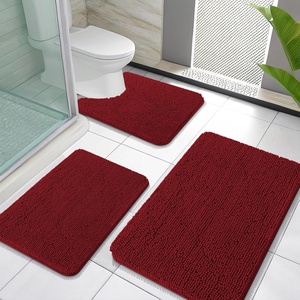 image:imageOLANLY Bathroom Rugs Sets 3 Piece Soft Absorbent Chenille Bath Mats and UShaped Contour Toilet Rug Quick Dry Home Decor Accessories Bath Mat Set for Bathroom 30x2024x1624x20 GreyRed