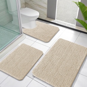 image:imageOLANLY Bathroom Rugs Sets 3 Piece Soft Absorbent Chenille Bath Mats and UShaped Contour Toilet Rug Quick Dry Home Decor Accessories Bath Mat Set for Bathroom 30x2024x1624x20 GreySand