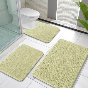 image:imageOLANLY Bathroom Rugs Sets 3 Piece Soft Absorbent Chenille Bath Mats and UShaped Contour Toilet Rug Quick Dry Home Decor Accessories Bath Mat Set for Bathroom 30x2024x1624x20 GreyVanilla