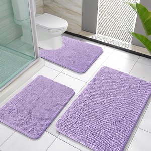 image:imageOLANLY Bathroom Rugs Sets 3 Piece Soft Absorbent Chenille Bath Mats and UShaped Contour Toilet Rug Quick Dry Home Decor Accessories Bath Mat Set for Bathroom 30x2024x1624x20 GreyLavender