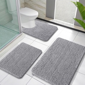 image:imageOLANLY Bathroom Rugs Sets 3 Piece Soft Absorbent Chenille Bath Mats and UShaped Contour Toilet Rug Quick Dry Home Decor Accessories Bath Mat Set for Bathroom 30x2024x1624x20 GreyGrey