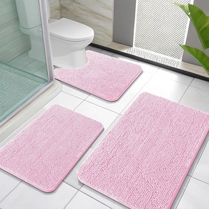 image:imageOLANLY Bathroom Rugs Sets 3 Piece Soft Absorbent Chenille Bath Mats and UShaped Contour Toilet Rug Quick Dry Home Decor Accessories Bath Mat Set for Bathroom 30x2024x1624x20 GreyPink