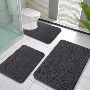 image:imageOLANLY Bathroom Rugs Sets 3 Piece Soft Absorbent Chenille Bath Mats and UShaped Contour Toilet Rug Quick Dry Home Decor Accessories Bath Mat Set for Bathroom 30x2024x1624x20 GreyDark Grey