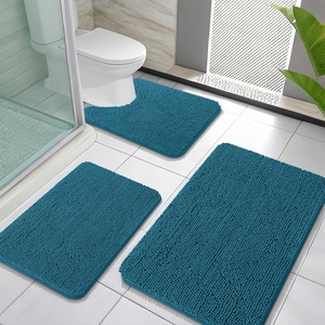 image:imageOLANLY Bathroom Rugs Sets 3 Piece Soft Absorbent Chenille Bath Mats and UShaped Contour Toilet Rug Quick Dry Home Decor Accessories Bath Mat Set for Bathroom 30x2024x1624x20 GreyPeacock Blue
