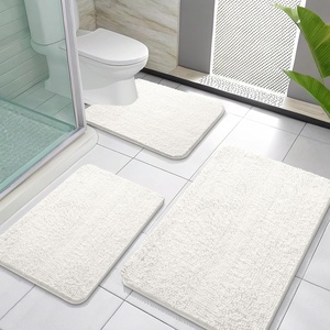 image:imageOLANLY Bathroom Rugs Sets 3 Piece Soft Absorbent Chenille Bath Mats and UShaped Contour Toilet Rug Quick Dry Home Decor Accessories Bath Mat Set for Bathroom 30x2024x1624x20 GreyIvory